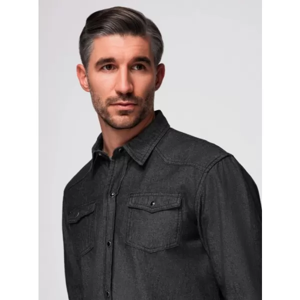  Herrenhemd OMBRE OM-SHDS-0210 SCHWARZ 