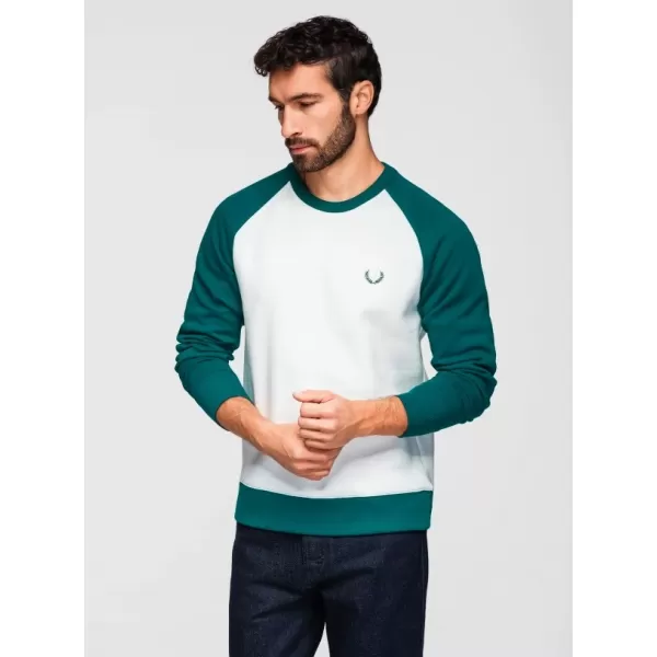 Herren-Sweatshirt OMBRE OM-SSNZ-0239 CREMEFARBEN UND DUNKELGRÜN 