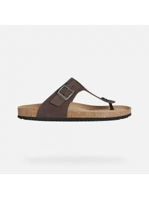 Herrenhausschuhe GEOX SANDAL GHITA G002573 DUNKELBRAUN