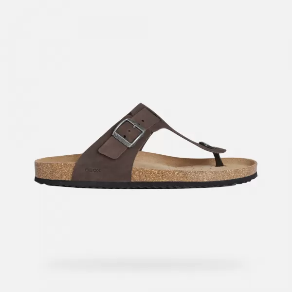  Herrenhausschuhe GEOX SANDAL GHITA G002573 DUNKELBRAUN 