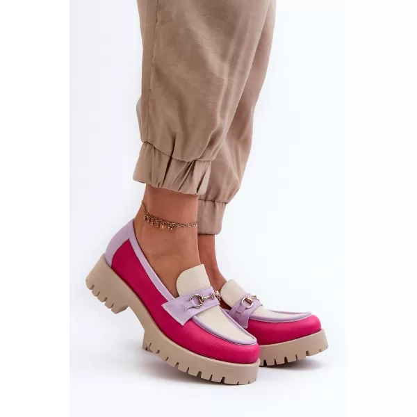  Damenmokassins ZAZOO 3475 BEIGE/FUCHSIA/FLIEDER 
