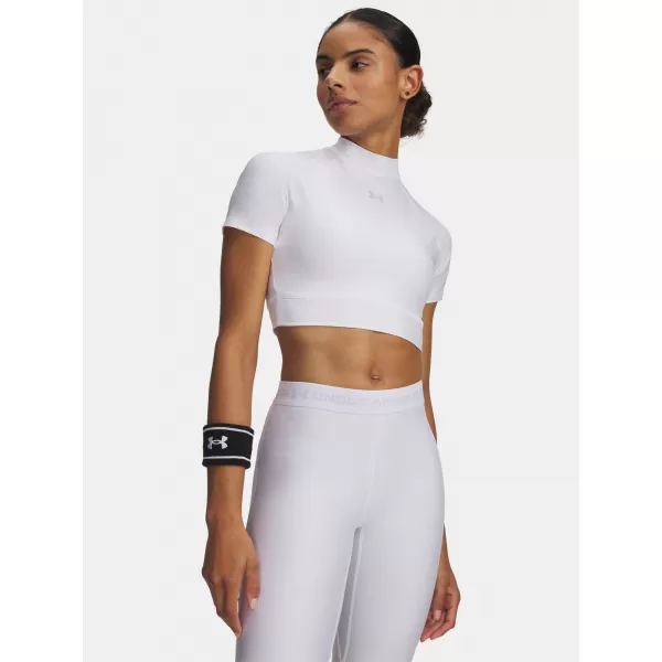  Damen-T-Shirt HEATGEAR CROP MOCK SS 6010006-100 WHITE Under Armour 
