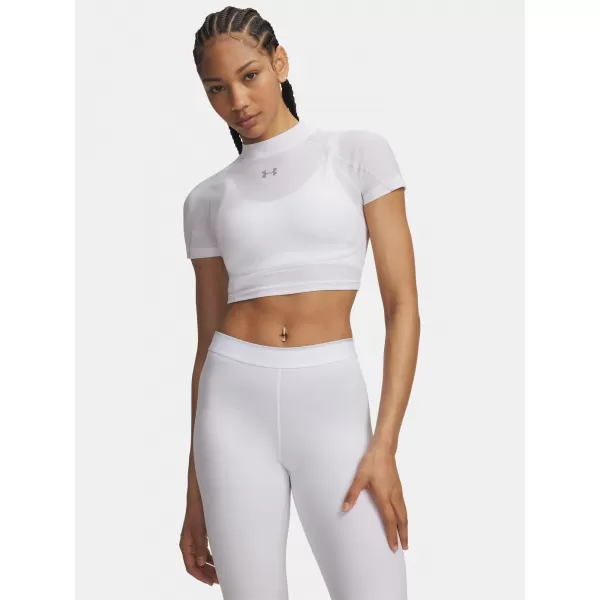  Damen-T-Shirt UNDER ARMOUR HEATGEAR ELITE CROP MCK SS 6014710-100 WEIß 