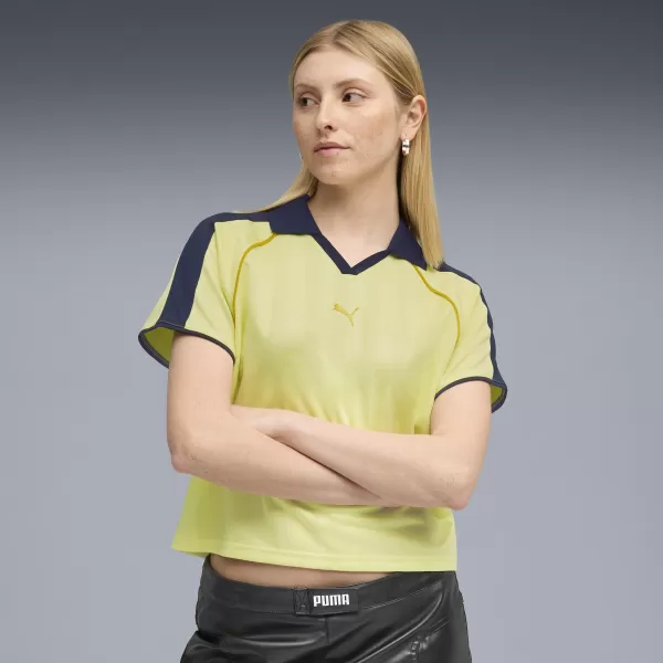  Funktions-T-Shirt für Damen PUMA T7 RELAXED FOOTBALL JERSEY 632157-35 GOLDENER MOND 
