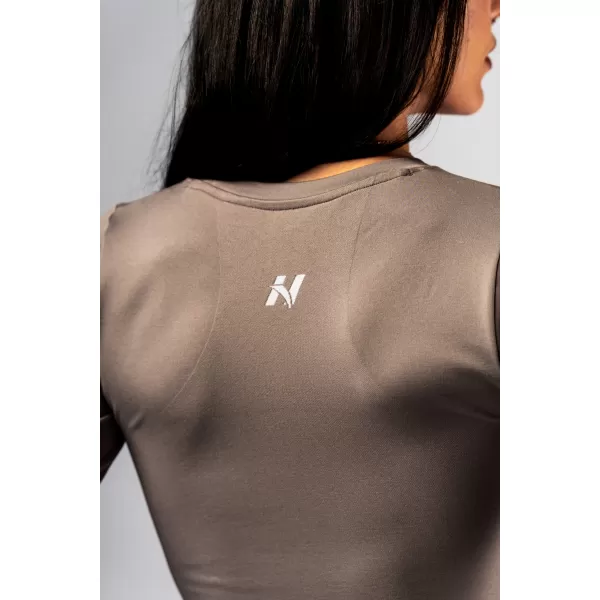  Nahtloses Crop-Top mit langen Ärmeln POWER 892 LIGHT BROWN ASH Nebbia 