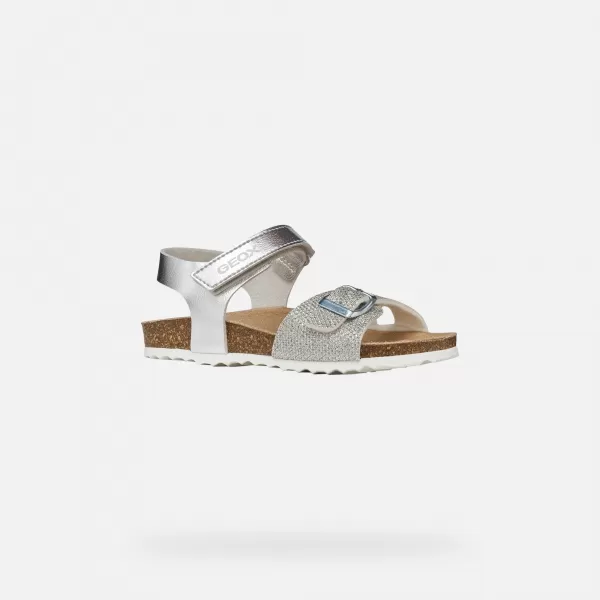  Sandalen für Mädchen GEOX ADRIEL J028MC0BNEWC1007 SILBER 