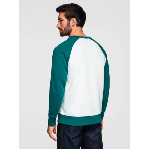  Herren-Sweatshirt OMBRE OM-SSNZ-0239 CREMEFARBEN UND DUNKELGRÜN 