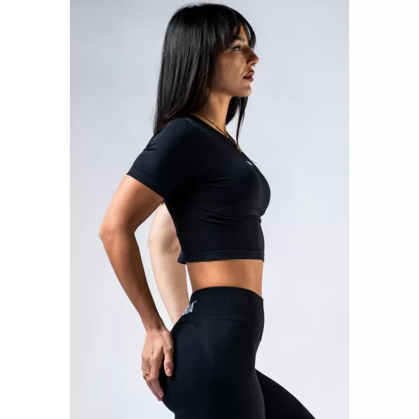  Nahtloses Crop-Top mit kurzen Ärmeln POWER 891 BLACK Nebbia 