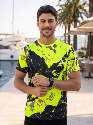 Premium-T-Shirt für Herren ALTISPORT VOJ/ALM131TR01 FLUOGELB/SCHWARZ