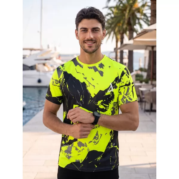  Premium-T-Shirt für Herren ALTISPORT VOJ/ALM131TR01 FLUOGELB/SCHWARZ 