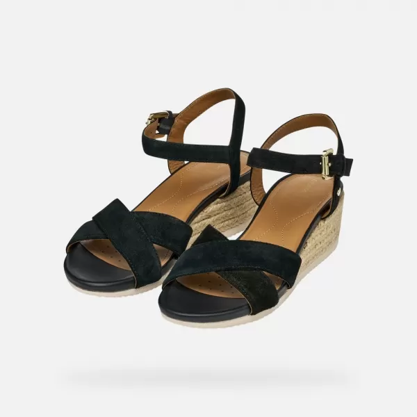  Damensandalen GEOX ISCHIA CORDA G000706 SCHWARZ 