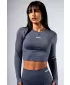 Nahtloses Crop-Top mit langen Ärmeln POWER 892 GREY Nebbia