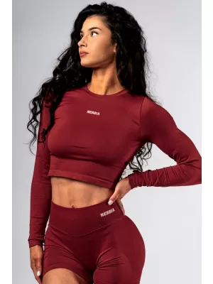 Nahtloses Crop-Top mit langen Ärmeln POWER 892 RED Nebbia