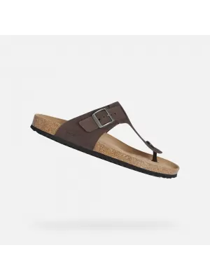 Herrenhausschuhe GEOX SANDAL GHITA G002573 DUNKELBRAUN