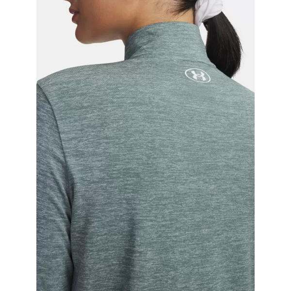  Damen-T-Shirt UNDER ARMOUR TECH 1/2 ZIP- TWIST 1384225-587 BLAU 