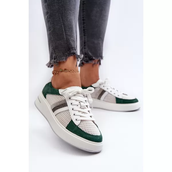  Damen-Sneaker D&A LR110 WEIß/GRÜN 