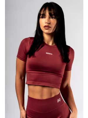 Nahtloses Crop-Top mit kurzen Ärmeln POWER 891 RED Nebbia