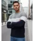 Herrenpullover DSTREET WX2320 DUNKELBLAU/HELLGRAU