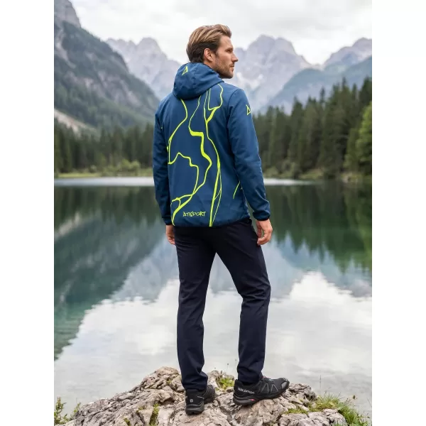  Premium-Softshelljacke für Herren ALTISPORT VOJ/ALM073JACK01 MARINEBLAU/NEONGELB 