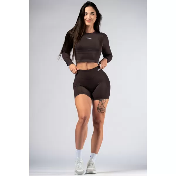  Nahtloses Crop-Top mit langen Ärmeln POWER 892 DARK BROWN Nebbia 