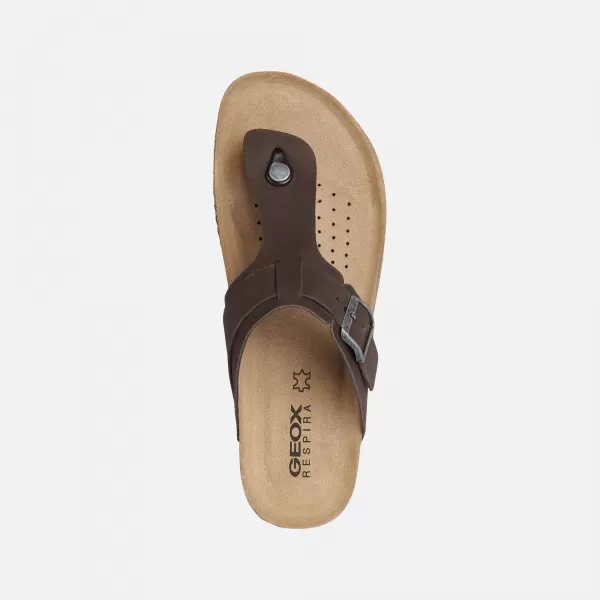 Herrenhausschuhe GEOX SANDAL GHITA G002573 DUNKELBRAUN 