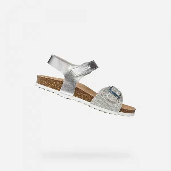  Sandalen für Mädchen GEOX ADRIEL J028MC0BNEWC1007 SILBER 