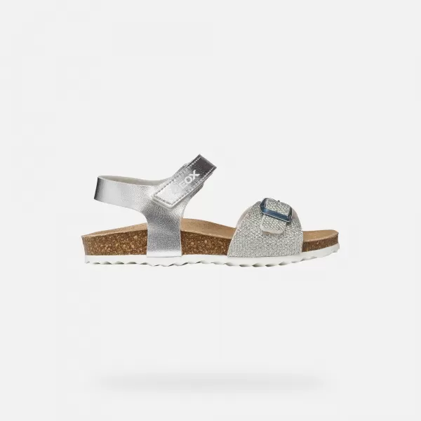  Sandalen für Mädchen GEOX ADRIEL J028MC0BNEWC1007 SILBER 