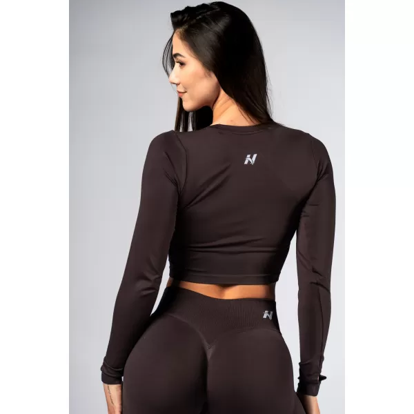  Nahtloses Crop-Top mit langen Ärmeln POWER 892 DARK BROWN Nebbia 