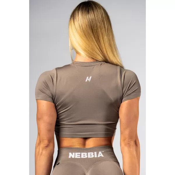  Nahtloses Crop-Top mit kurzen Ärmeln POWER 891 LIGHT BROWN ASH Nebbia 