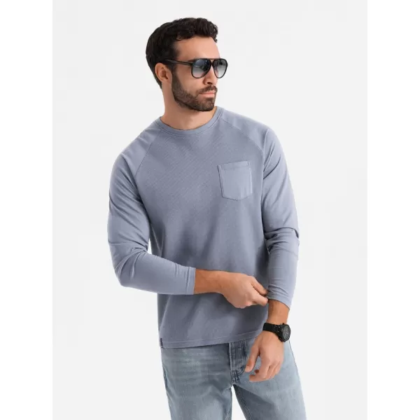  Herren-T-Shirt OMBRE OM-LSCL-0109 BLAUER DENIM 