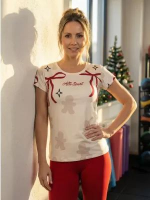 Premium-Weihnachts-T-Shirt für Damen ALTISPORT VOJ/ALWVN10TR06 CREMIG