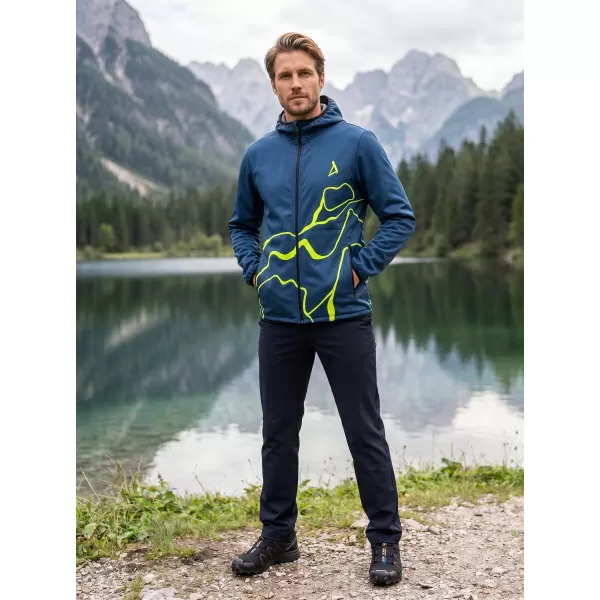  Premium-Softshelljacke für Herren ALTISPORT VOJ/ALM073JACK01 MARINEBLAU/NEONGELB 
