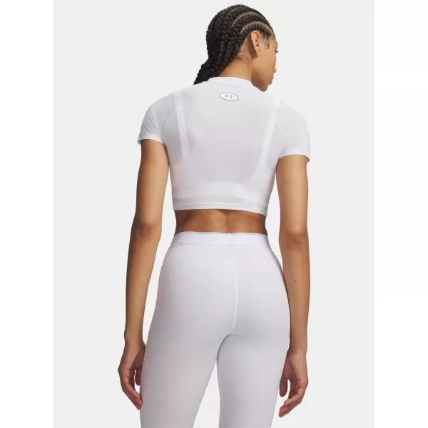  Damen-T-Shirt UNDER ARMOUR HEATGEAR ELITE CROP MCK SS 6014710-100 WEIß 