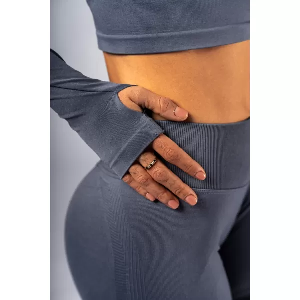  Nahtloses Crop-Top mit langen Ärmeln POWER 892 GREY Nebbia 