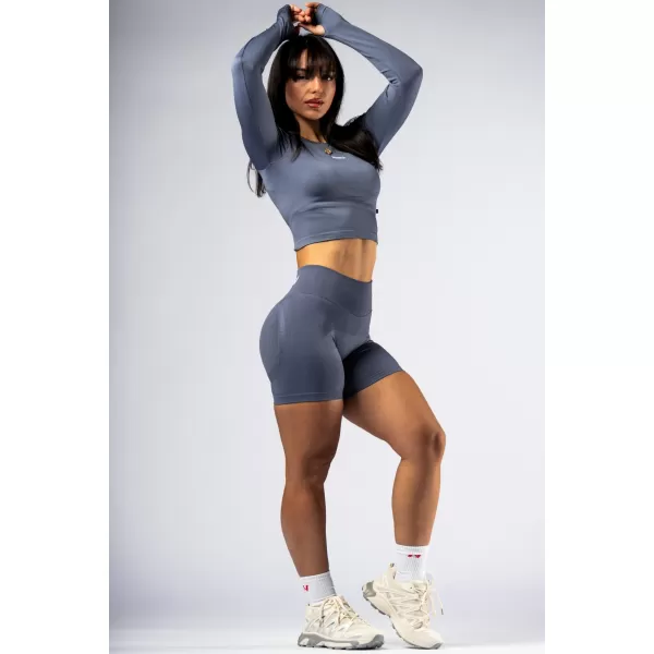  Nahtloses Crop-Top mit langen Ärmeln POWER 892 GREY Nebbia 