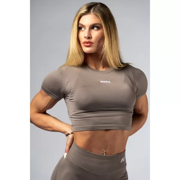  Nahtloses Crop-Top mit kurzen Ärmeln POWER 891 LIGHT BROWN ASH Nebbia 