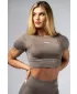 Nahtloses Crop-Top mit kurzen Ärmeln POWER 891 LIGHT BROWN ASH Nebbia