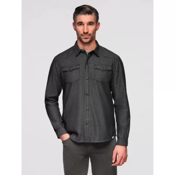  Herrenhemd OMBRE OM-SHDS-0210 SCHWARZ 