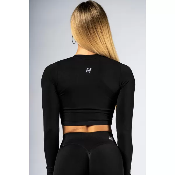  Nahtloses Crop-Top mit langen Ärmeln POWER 892 BLACK Nebbia 