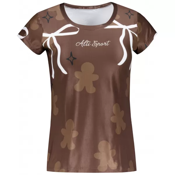  Premium-Weihnachts-T-Shirt für Damen ALTISPORT VOJ/ALWVN10TR06 BRAUN 