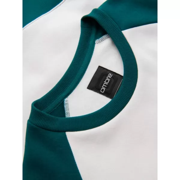  Herren-Sweatshirt OMBRE OM-SSNZ-0239 CREMEFARBEN UND DUNKELGRÜN 