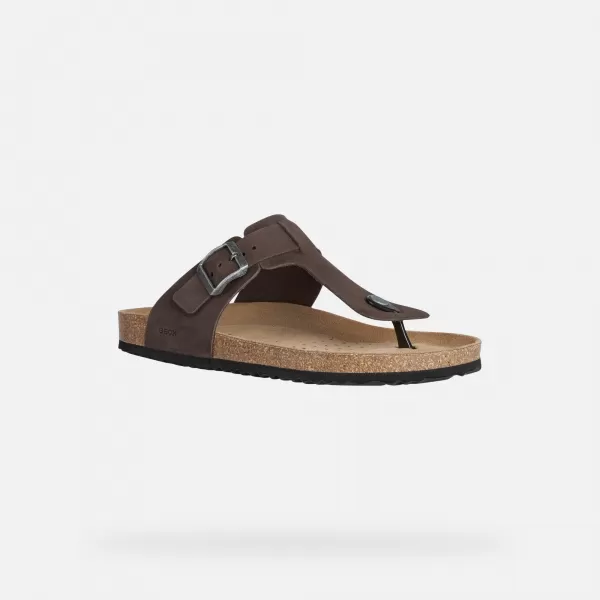  Herrenhausschuhe GEOX SANDAL GHITA G002573 DUNKELBRAUN 