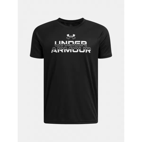  T-Shirt für Jungen UNDER ARMOUR UA TECH SPLIT WORDMARK SS 1383010-004 SCHWARZ 