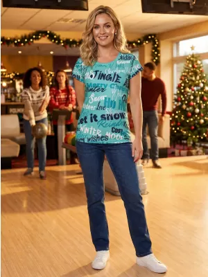Premium-Weihnachts-T-Shirt für Damen ALTISPORT VOJ/ALWVN9TR06 BLAU