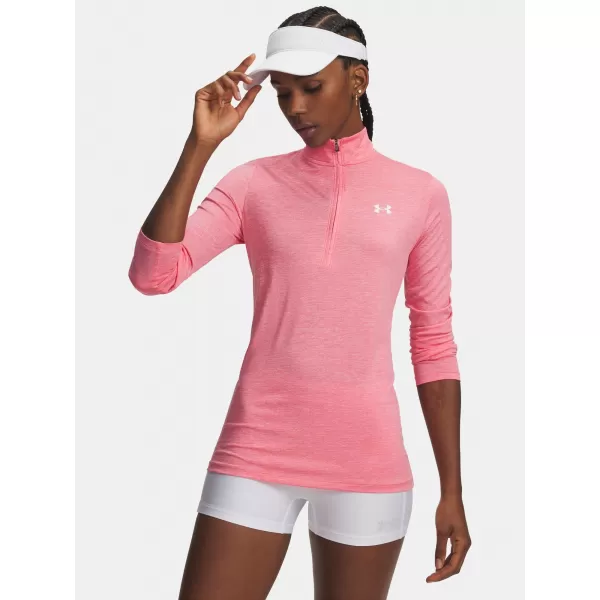  Damen-T-Shirt TECH 1/2 ZIP- TWIST 1384225-601 ROSA Under Armour 