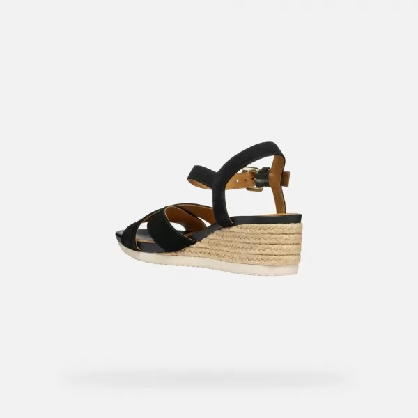 Damensandalen GEOX ISCHIA CORDA G000706 SCHWARZ 