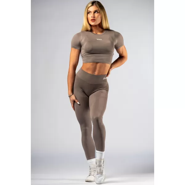  Nahtloses Crop-Top mit kurzen Ärmeln POWER 891 LIGHT BROWN ASH Nebbia 