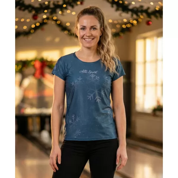  Premium-Weihnachts-T-Shirt für Damen ALTISPORT VOJ/ALWVN7TR06 BLAU 