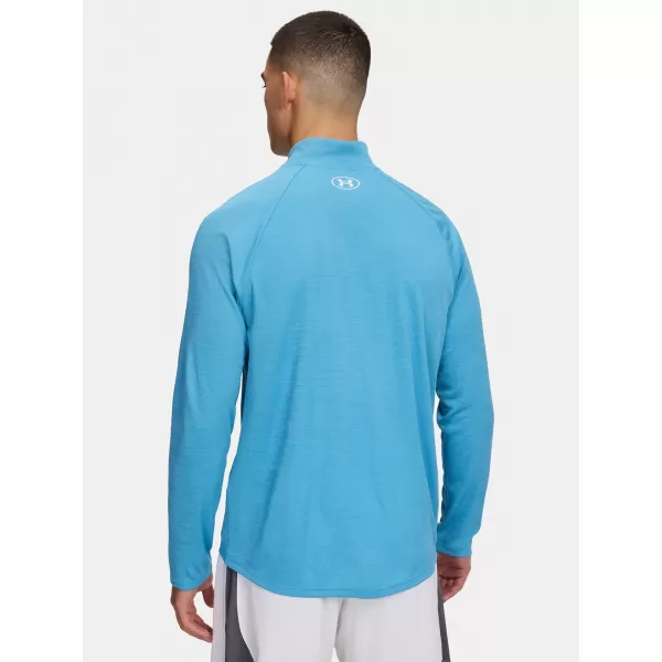  Herren-T-Shirt UNDER ARMOUR UA TECH TEXTURED 1/2 ZIP 1382797-453 BLAU 