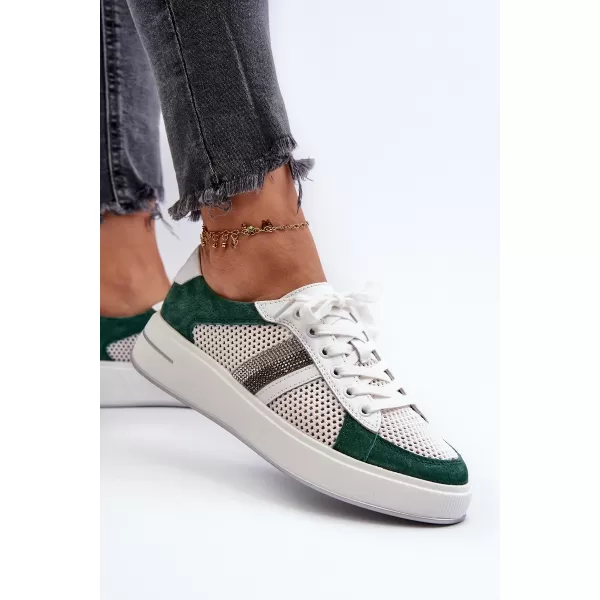  Damen-Sneaker D&A LR110 WEIß/GRÜN 